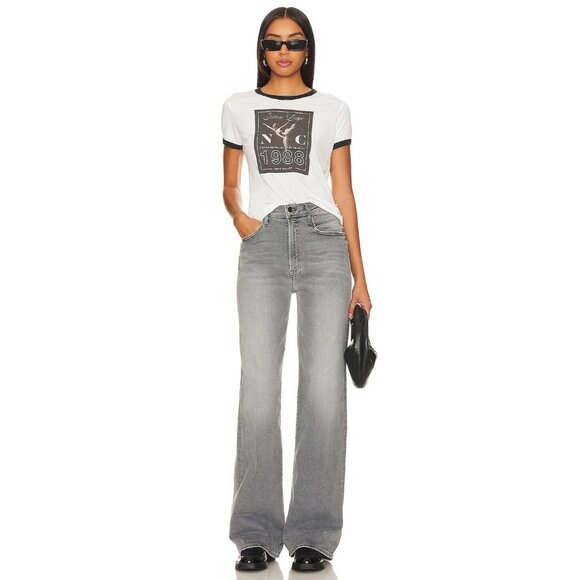 The Laundry Room Swan Lane Perfect Ringer Tee in White & Black Snow - Picture 4 of 4